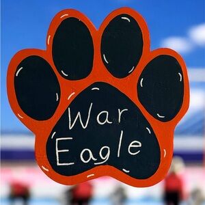 War Eagle Auburn Paw Wooden Wall Decor - Orange and Navy Blue